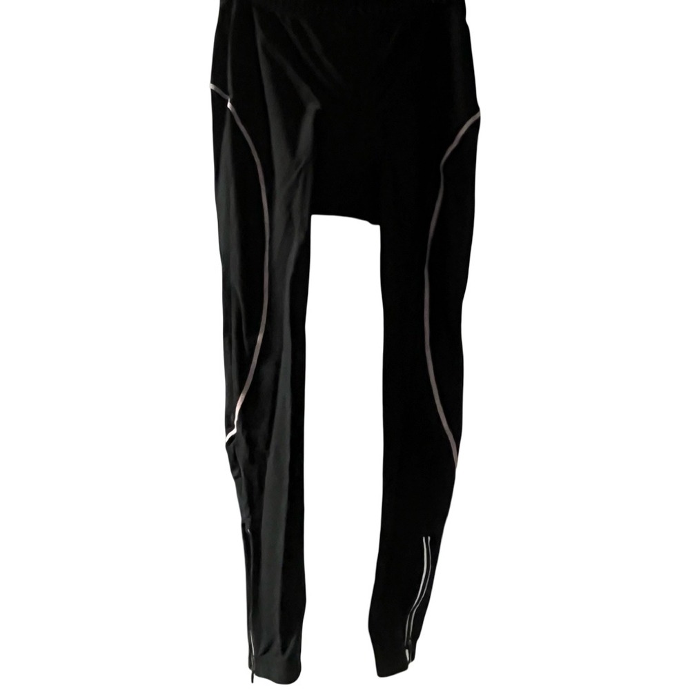 LAMBDA Women's Black Padded Cycling Compression Pants XL Zip Ankle Reflective‎